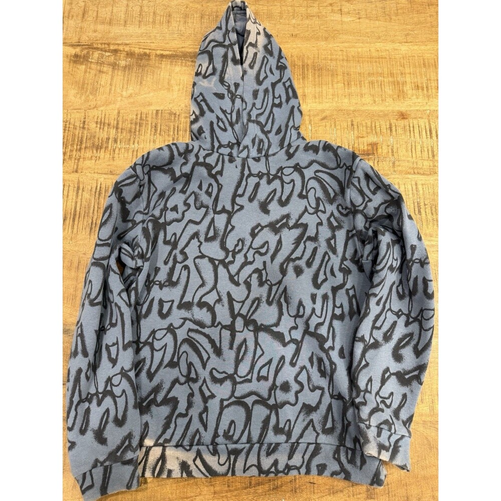 H&M Graphic Print Pullover Blue Hooded Sweatshirt Hoodie Boy's US Size 12/14